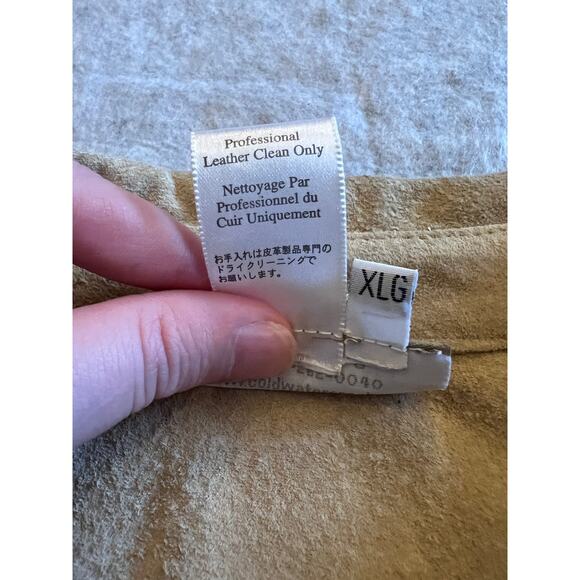 Coldwater Creek Suede Leather Jacket Women's XL Cream Embroidered Snap Button - Picture 7 of 16